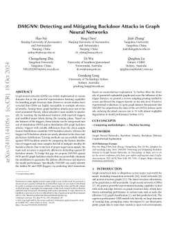 DMGNN: Detecting and Mitigating Backdoor Attacks in Graph Neural
  Networks