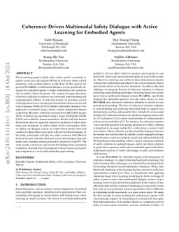 Coherence-Driven Multimodal Safety Dialogue with Active Learning for Embodied Agents