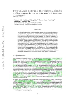 Fine-Grained Verifiers: Preference Modeling as Next-token Prediction in Vision-Language Alignment