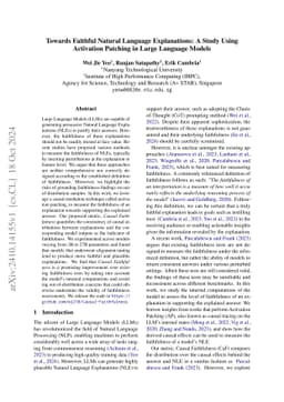 Towards Faithful Natural Language Explanations: A Study Using Activation
  Patching in Large Language Models