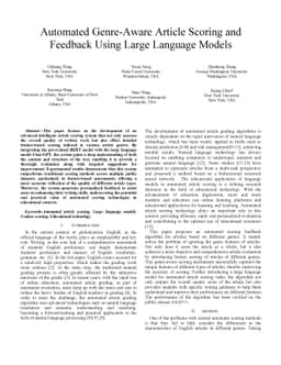 Automated Genre-Aware Article Scoring and Feedback Using Large Language
  Models