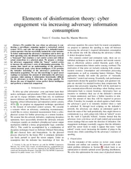 Elements of disinformation theory: cyber engagement via increasing
  adversary information consumption
