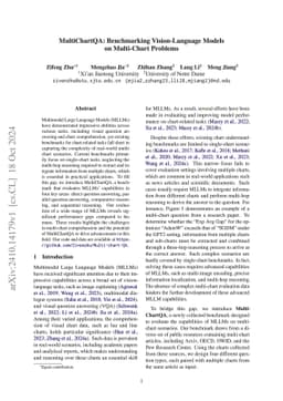 MultiChartQA: Benchmarking Vision-Language Models on Multi-Chart Problems