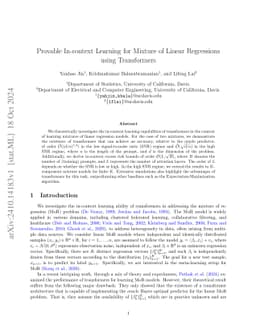 In-context Learning for Mixture of Linear Regressions: Existence, Generalization and Training Dynamics