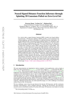 Neural Signed Distance Function Inference through Splatting 3D Gaussians
  Pulled on Zero-Level Set