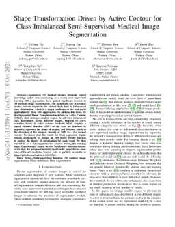 Shape Transformation Driven by Active Contour for Class-Imbalanced
  Semi-Supervised Medical Image Segmentation