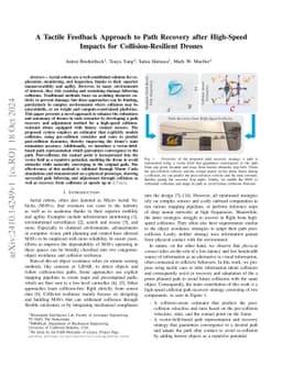 A Tactile Feedback Approach to Path Recovery after High-Speed Impacts
  for Collision-Resilient Drones
