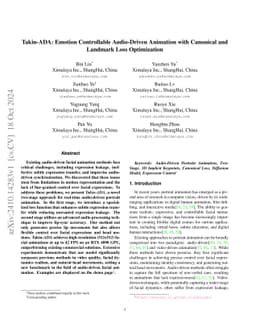 Takin-ADA: Emotion Controllable Audio-Driven Animation with Canonical
  and Landmark Loss Optimization