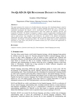 SwaQuAD-24: QA Benchmark Dataset in Swahili