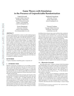 Game Theory with Simulation in the Presence of Unpredictable Randomisation