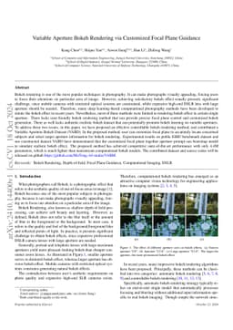 Variable Aperture Bokeh Rendering via Customized Focal Plane Guidance