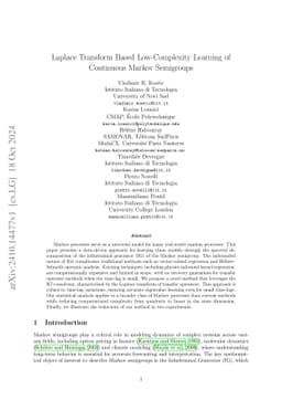 Laplace Transform Based Low-Complexity Learning of Continuous Markov
  Semigroups
