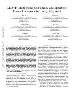 MCSFF: Multi-modal Consistency and Specificity Fusion Framework for
  Entity Alignment