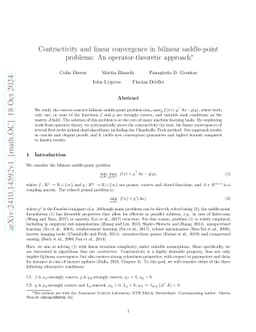 Contractivity and linear convergence in bilinear saddle-point problems: An operator-theoretic approach