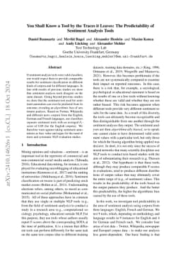 You Shall Know a Tool by the Traces it Leaves: The Predictability of
  Sentiment Analysis Tools