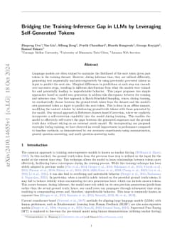 Bridging the Training-Inference Gap in LLMs by Leveraging Self-Generated Tokens