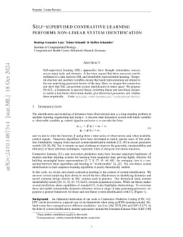 Self-supervised contrastive learning performs non-linear system
  identification