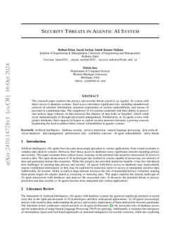 Security Threats in Agentic AI System