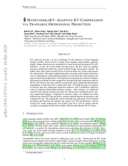 MatryoshkaKV: Adaptive KV Compression via Trainable Orthogonal
  Projection