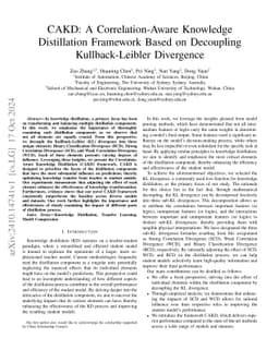 CAKD: A Correlation-Aware Knowledge Distillation Framework Based on
  Decoupling Kullback-Leibler Divergence