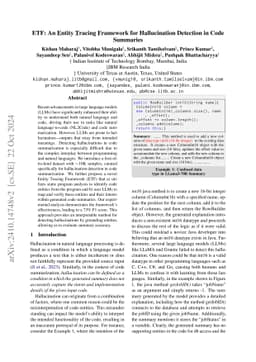ETF: An Entity Tracing Framework for Hallucination Detection in Code
  Summaries