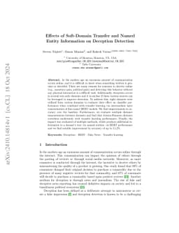 Effects of Soft-Domain Transfer and Named Entity Information on
  Deception Detection