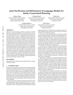 Joint Verification and Refinement of Language Models for
  Safety-Constrained Planning