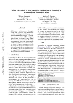 From Test-Taking to Test-Making: Examining LLM Authoring of Commonsense
  Assessment Items
