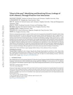 "Ghost of the past": identifying and resolving privacy leakage from
  LLM's memory through proactive user interaction
