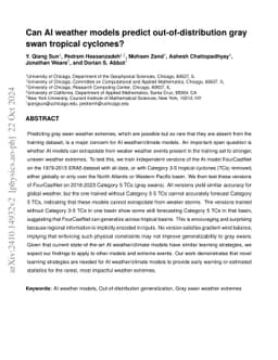 Can AI weather models predict out-of-distribution gray swan tropical
  cyclones?
