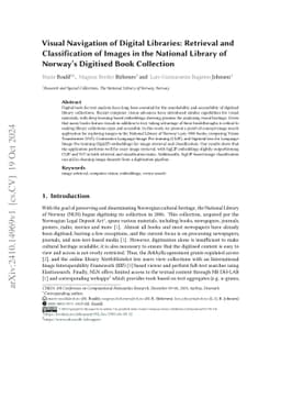 Visual Navigation of Digital Libraries: Retrieval and Classification of
  Images in the National Library of Norway's Digitised Book Collection