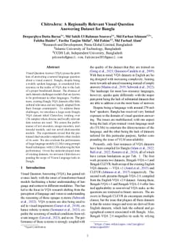ChitroJera: A Regionally Relevant Visual Question Answering Dataset for
  Bangla