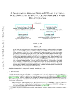 A comparative study of NeuralODE and Universal ODE approaches to solving
  Chandrasekhar White Dwarf equation
