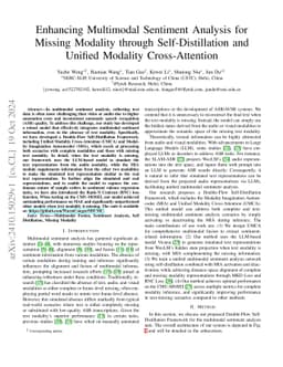 Enhancing Multimodal Sentiment Analysis for Missing Modality through Self-Distillation and Unified Modality Cross-Attention