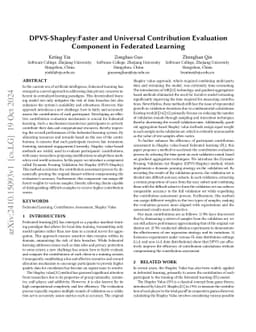 DPVS-Shapley:Faster and Universal Contribution Evaluation Component in
  Federated Learning
