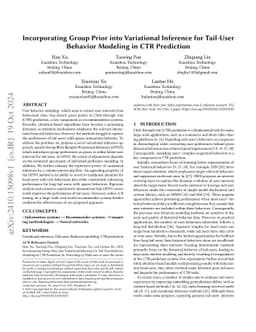 Incorporating Group Prior into Variational Inference for Tail-User
  Behavior Modeling in CTR Prediction