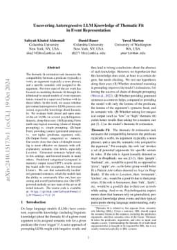 Uncovering Autoregressive LLM Knowledge of Thematic Fit in Event
  Representation