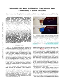 Semantically Safe Robot Manipulation: From Semantic Scene Understanding to Motion Safeguards
