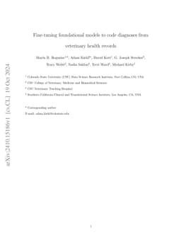 Fine-tuning foundational models to code diagnoses from veterinary health
  records