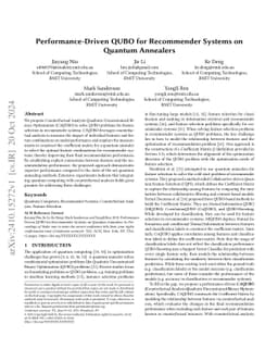 Performance-Driven QUBO for Recommender Systems on Quantum Annealers