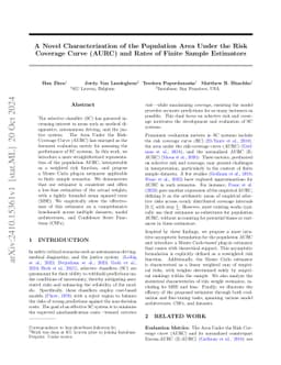 A Novel Characterization of the Population Area Under the Risk Coverage Curve (AURC) and Rates of Finite Sample Estimators