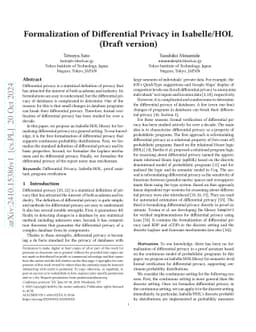 Formalization of Differential Privacy in Isabelle/HOL