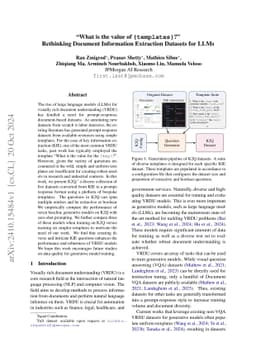 "What is the value of {templates}?" Rethinking Document Information
  Extraction Datasets for LLMs