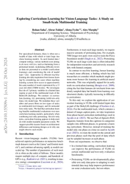 Exploring Curriculum Learning for Vision-Language Tasks: A Study on
  Small-Scale Multimodal Training