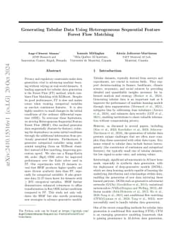 Generating Tabular Data Using Heterogeneous Sequential Feature Forest
  Flow Matching