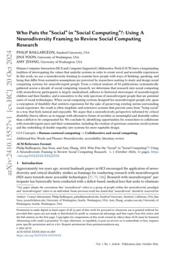 Who Puts the "Social" in "Social Computing"?: Using A Neurodiversity
  Framing to Review Social Computing Research