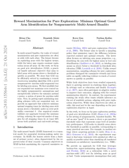 Reward Maximization for Pure Exploration: Minimax Optimal Good Arm
  Identification for Nonparametric Multi-Armed Bandits