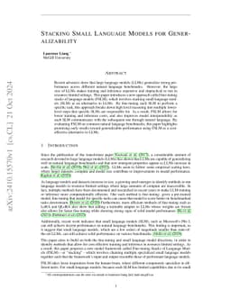 Stacking Small Language Models for Generalizability