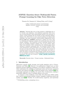 AMPLE: Emotion-Aware Multimodal Fusion Prompt Learning for Fake News
  Detection