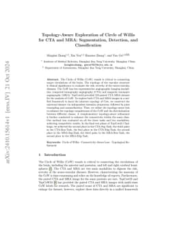 Topology-Aware Exploration of Circle of Willis for CTA and MRA:
  Segmentation, Detection, and Classification
